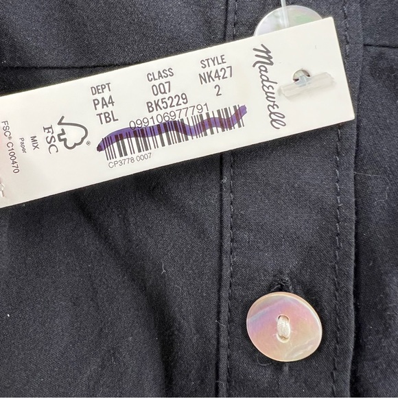 Madewell NWT Button-Front Tiered Midi Dress in True Black size 2 - Picture 5 of 9